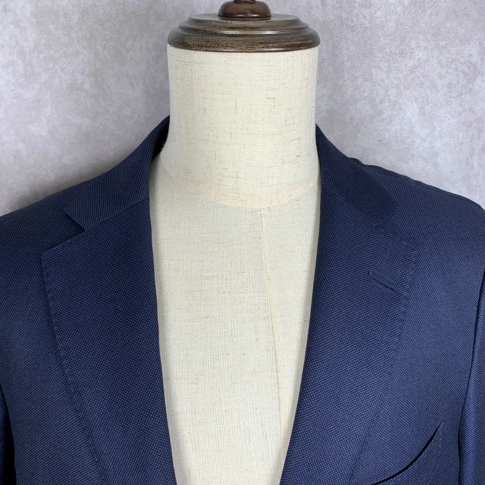Suitsupply Blazer Jacket Men 46R Navy Sienna Slim Vitale Barberis Canonico